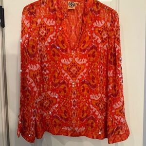 Tory Burch Red Patterned Women's Top